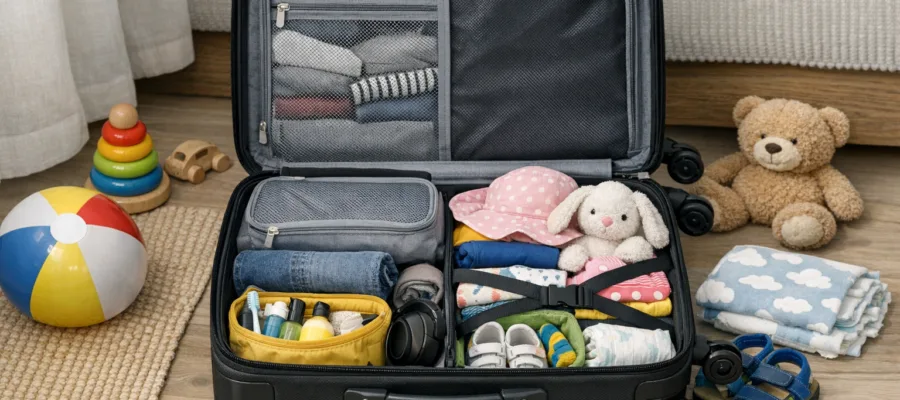 Kabinentrolley fuer Familienreisen vorbereiten: Platz schaffen fuer Gross und Klein