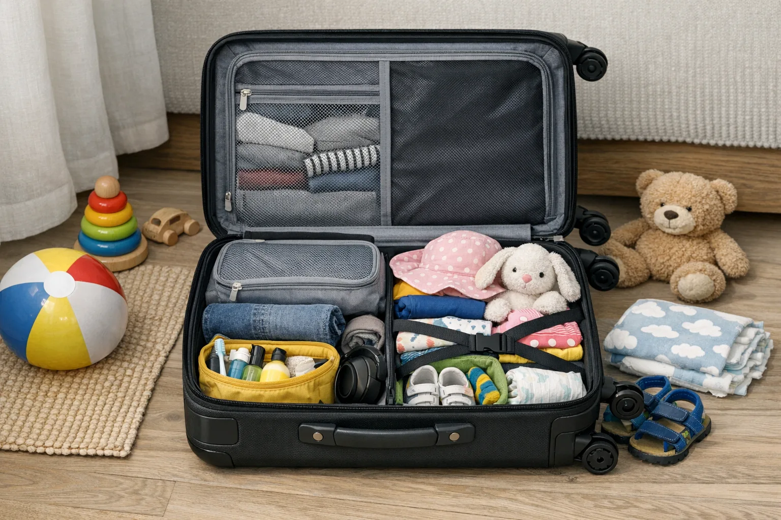 Kabinentrolley fuer Familienreisen vorbereiten: Platz schaffen fuer Gross und Klein