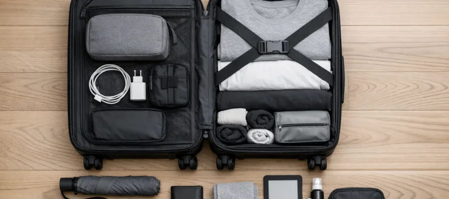 Kabinentrolley fuer Wochenendtrips richtig packen: Minimalistisch und effizient
